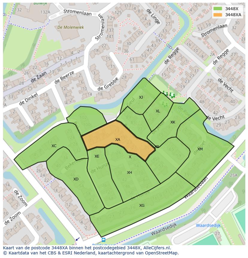 Afbeelding van het postcodegebied 3448 XA op de kaart.