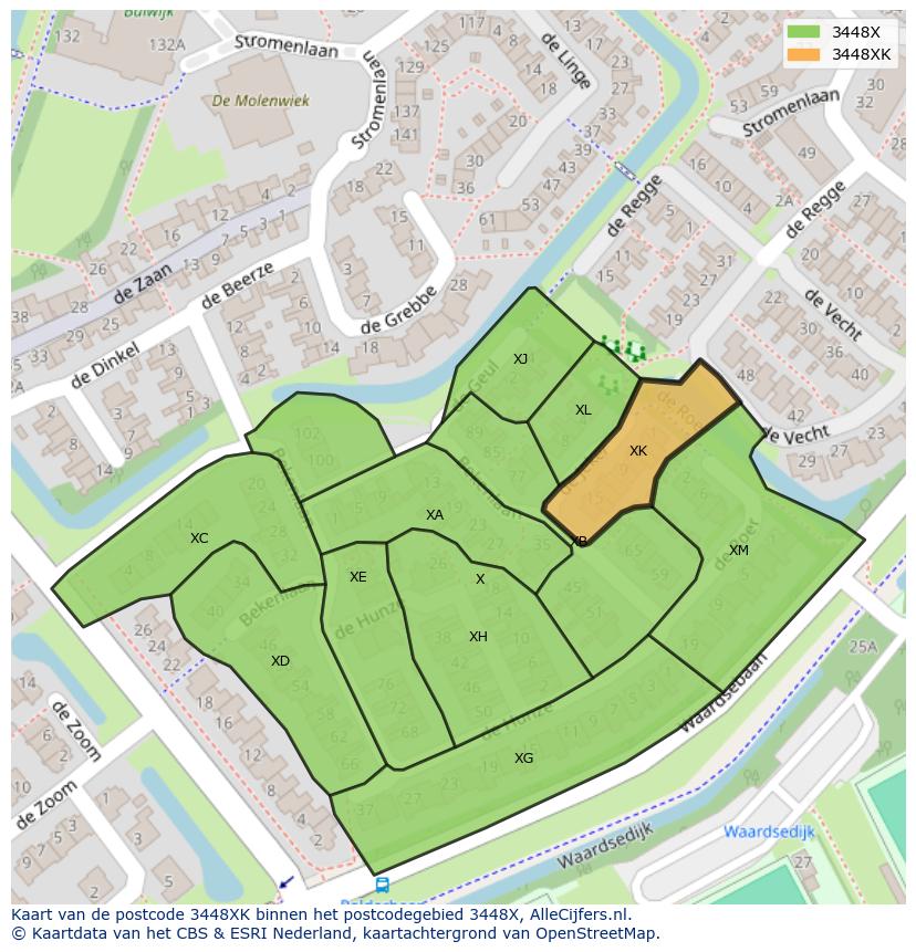 Afbeelding van het postcodegebied 3448 XK op de kaart.