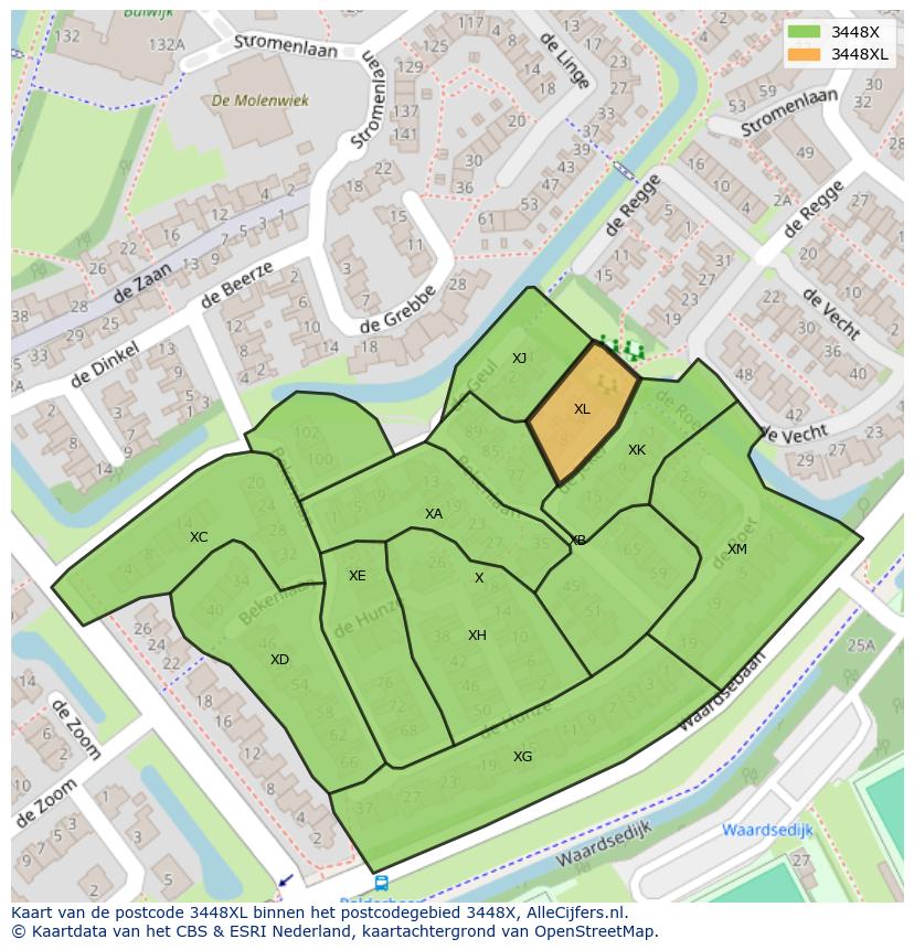 Afbeelding van het postcodegebied 3448 XL op de kaart.