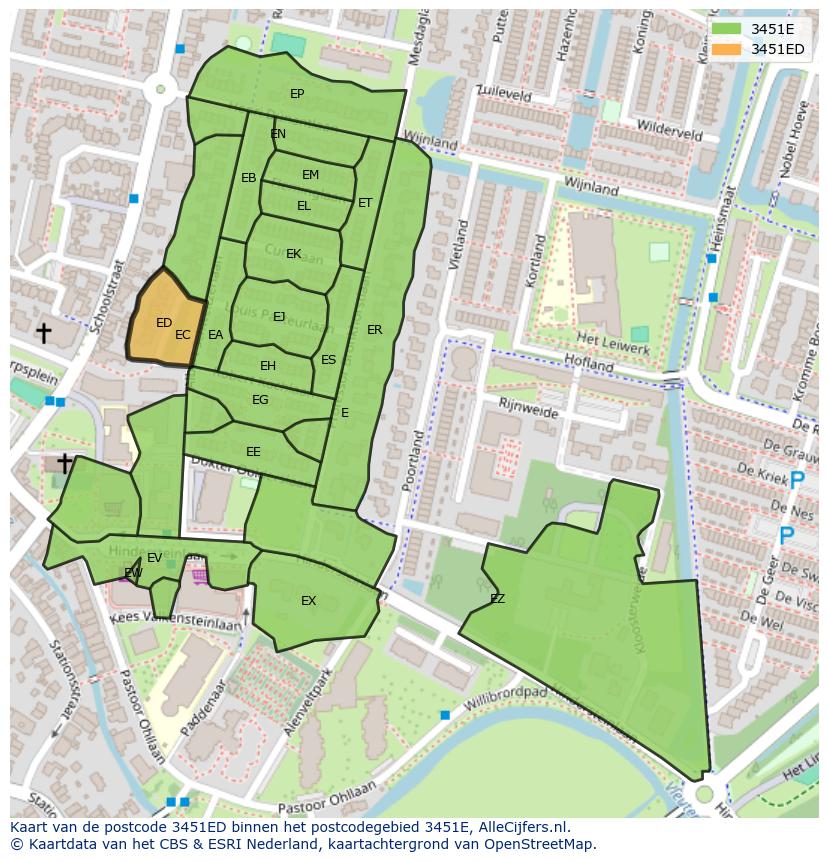 Afbeelding van het postcodegebied 3451 ED op de kaart.