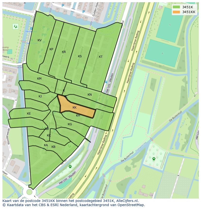 Afbeelding van het postcodegebied 3451 KK op de kaart.