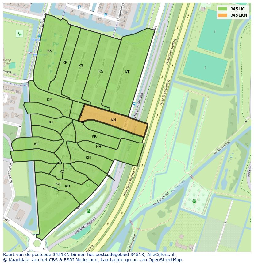 Afbeelding van het postcodegebied 3451 KN op de kaart.