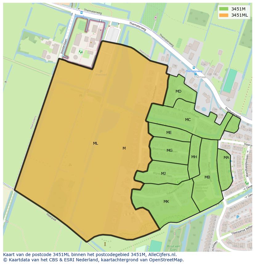 Afbeelding van het postcodegebied 3451 ML op de kaart.