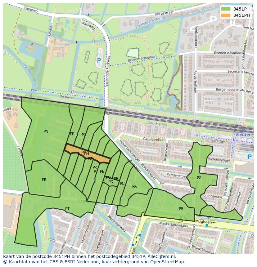Afbeelding van het postcodegebied 3451 PH op de kaart.
