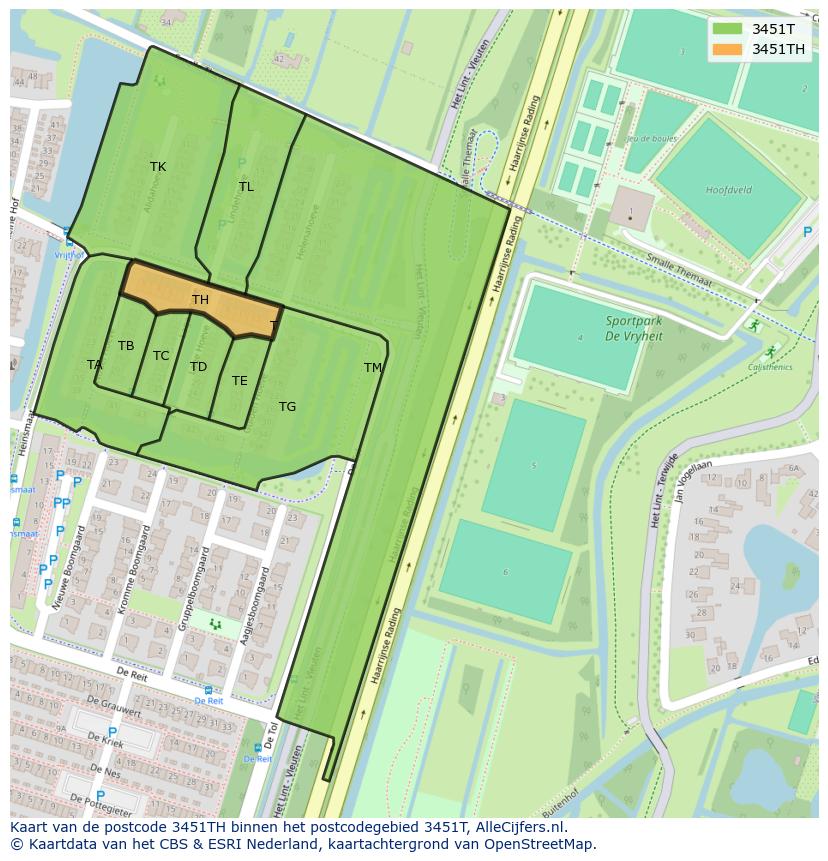 Afbeelding van het postcodegebied 3451 TH op de kaart.