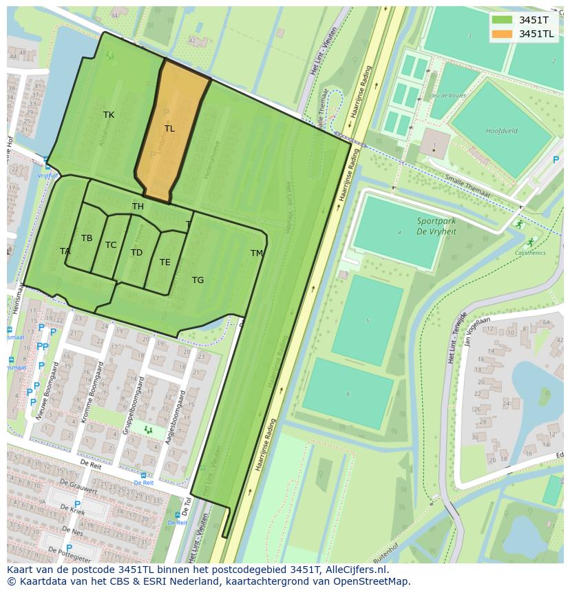 Afbeelding van het postcodegebied 3451 TL op de kaart.