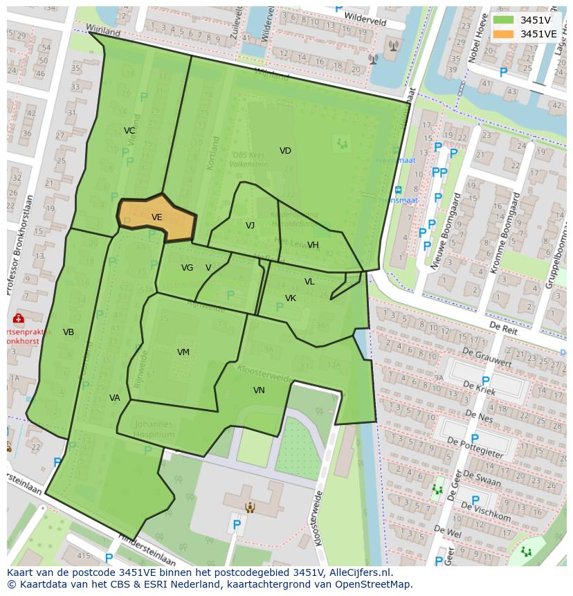 Afbeelding van het postcodegebied 3451 VE op de kaart.