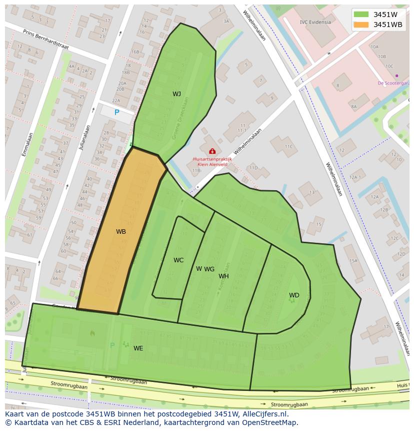 Afbeelding van het postcodegebied 3451 WB op de kaart.