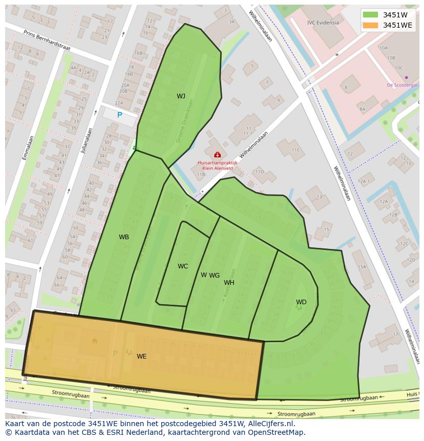 Afbeelding van het postcodegebied 3451 WE op de kaart.