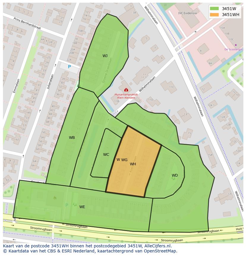 Afbeelding van het postcodegebied 3451 WH op de kaart.
