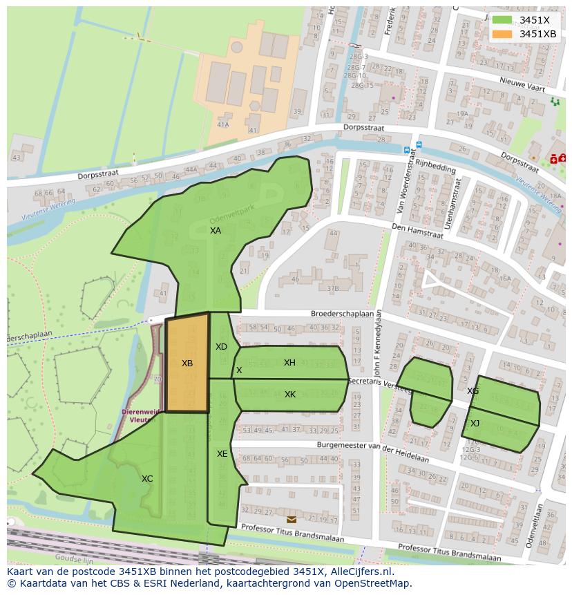Afbeelding van het postcodegebied 3451 XB op de kaart.