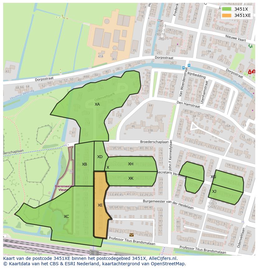 Afbeelding van het postcodegebied 3451 XE op de kaart.