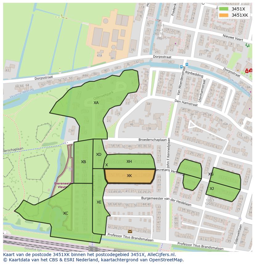 Afbeelding van het postcodegebied 3451 XK op de kaart.