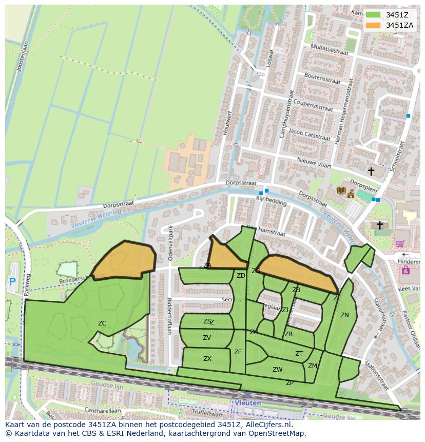 Afbeelding van het postcodegebied 3451 ZA op de kaart.