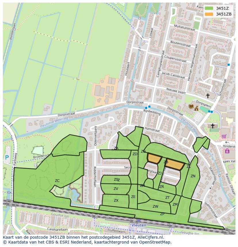 Afbeelding van het postcodegebied 3451 ZB op de kaart.
