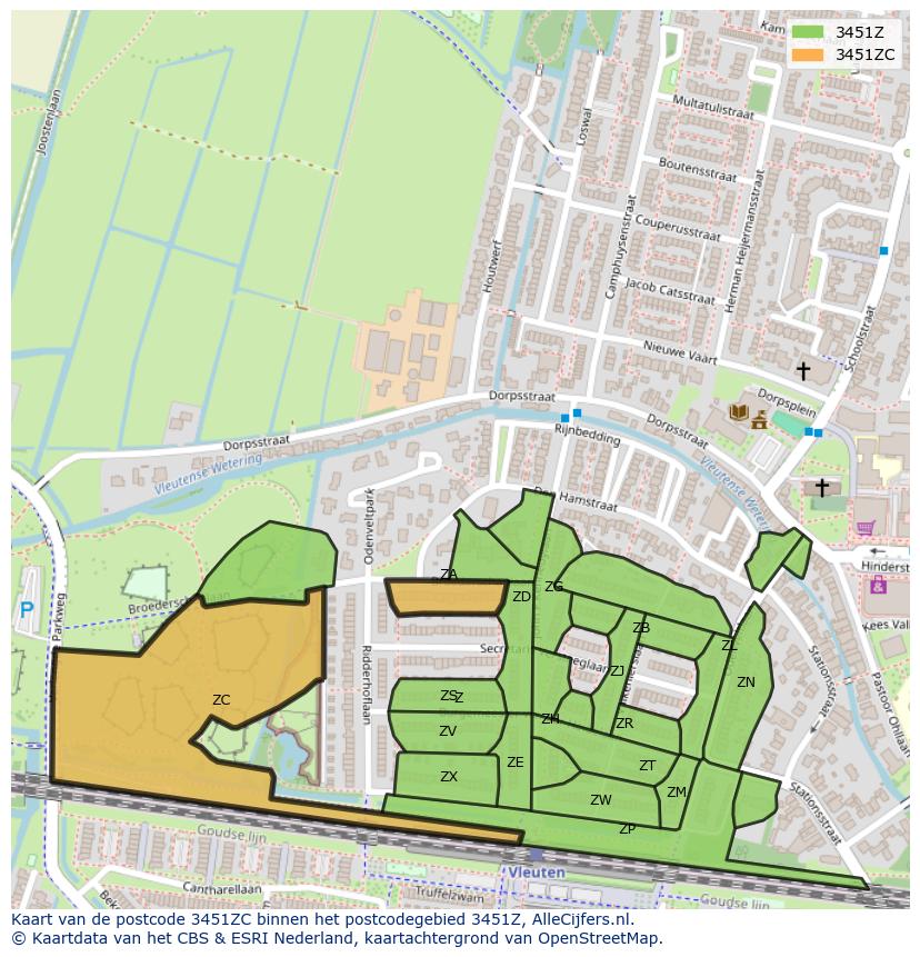 Afbeelding van het postcodegebied 3451 ZC op de kaart.
