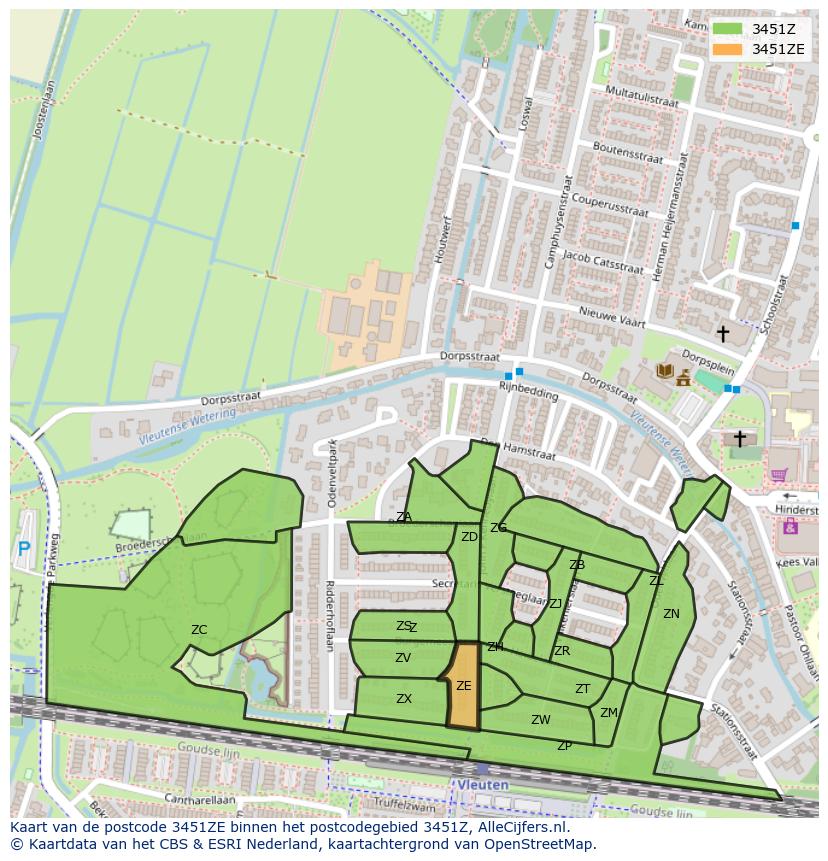 Afbeelding van het postcodegebied 3451 ZE op de kaart.