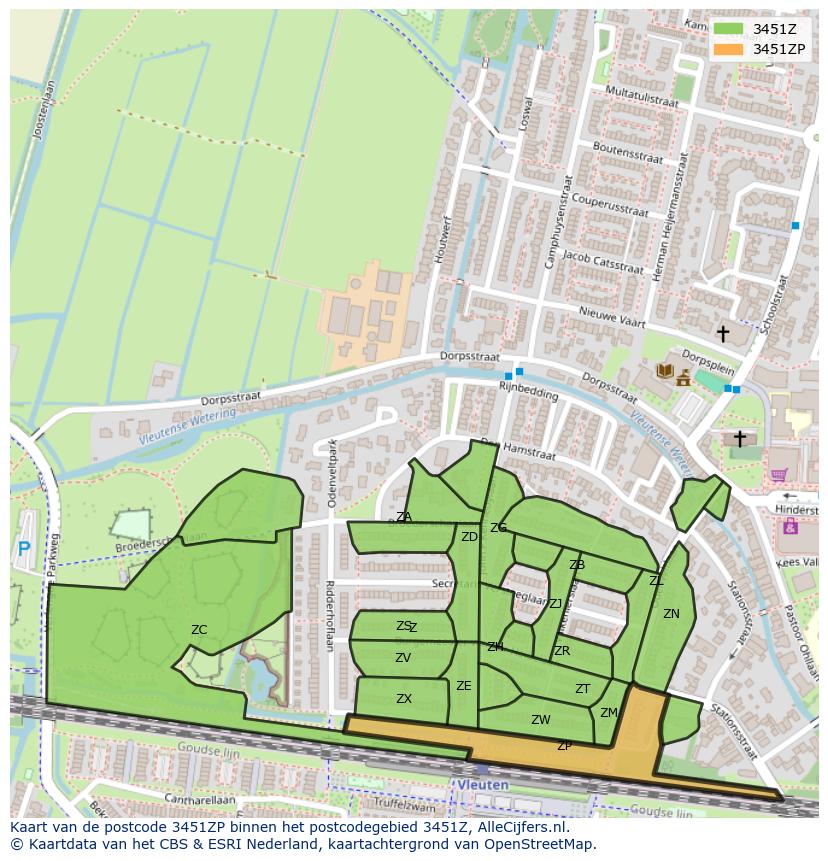 Afbeelding van het postcodegebied 3451 ZP op de kaart.