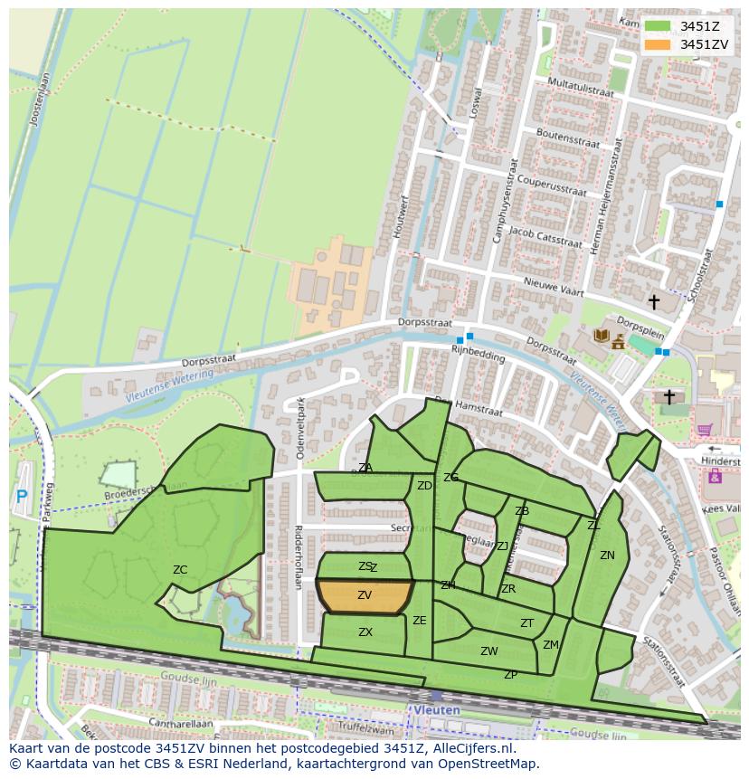 Afbeelding van het postcodegebied 3451 ZV op de kaart.