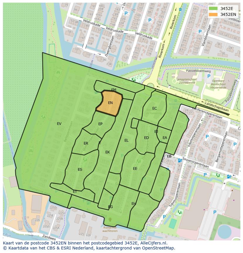 Afbeelding van het postcodegebied 3452 EN op de kaart.