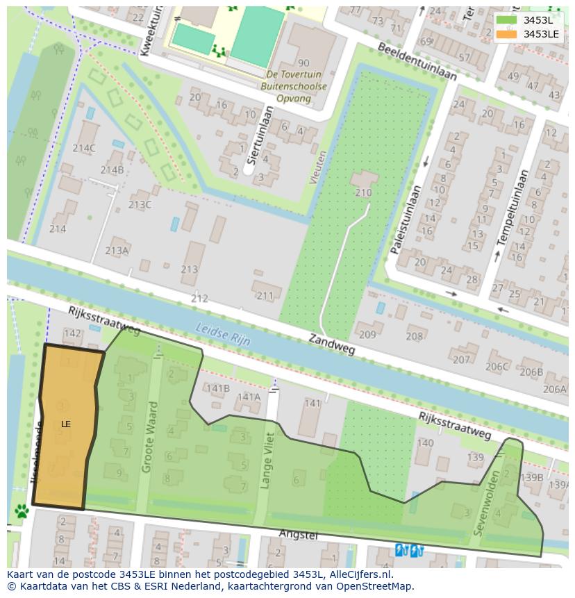 Afbeelding van het postcodegebied 3453 LE op de kaart.