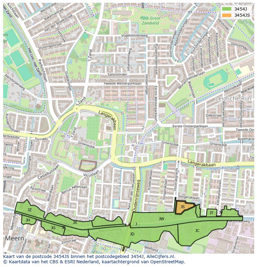 Afbeelding van het postcodegebied 3454 JS op de kaart.