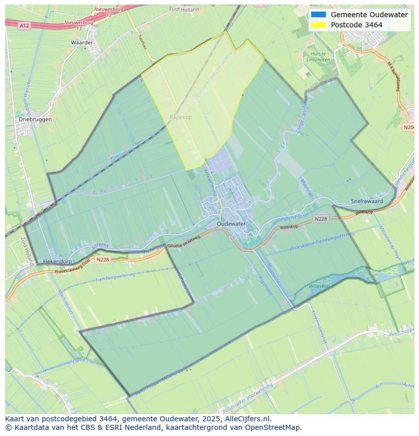 Afbeelding van het postcodegebied 3464 op de kaart.