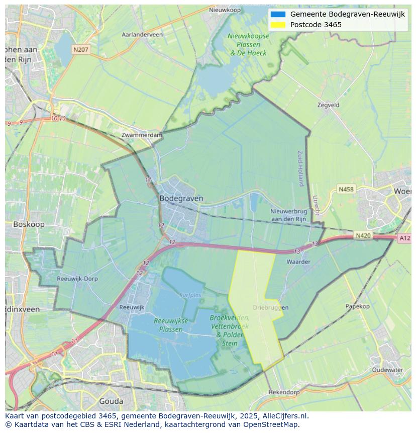 Afbeelding van het postcodegebied 3465 op de kaart.