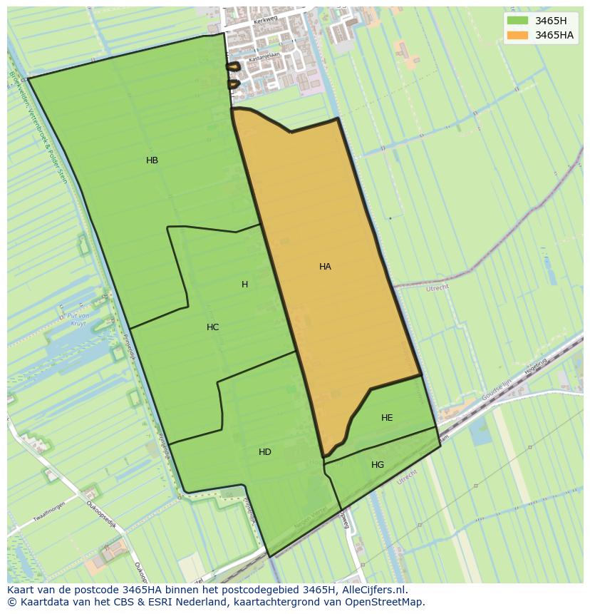 Afbeelding van het postcodegebied 3465 HA op de kaart.