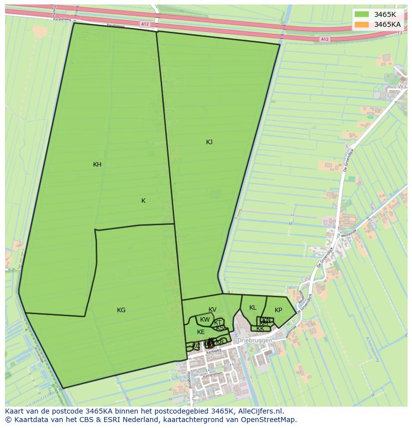 Afbeelding van het postcodegebied 3465 KA op de kaart.