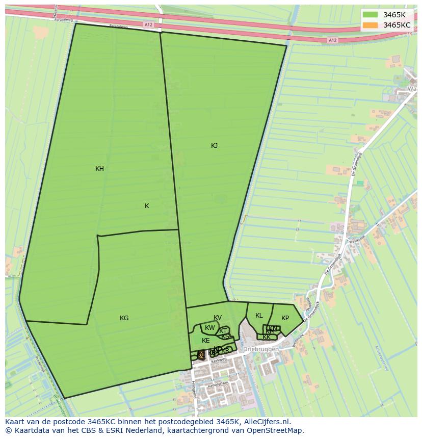 Afbeelding van het postcodegebied 3465 KC op de kaart.