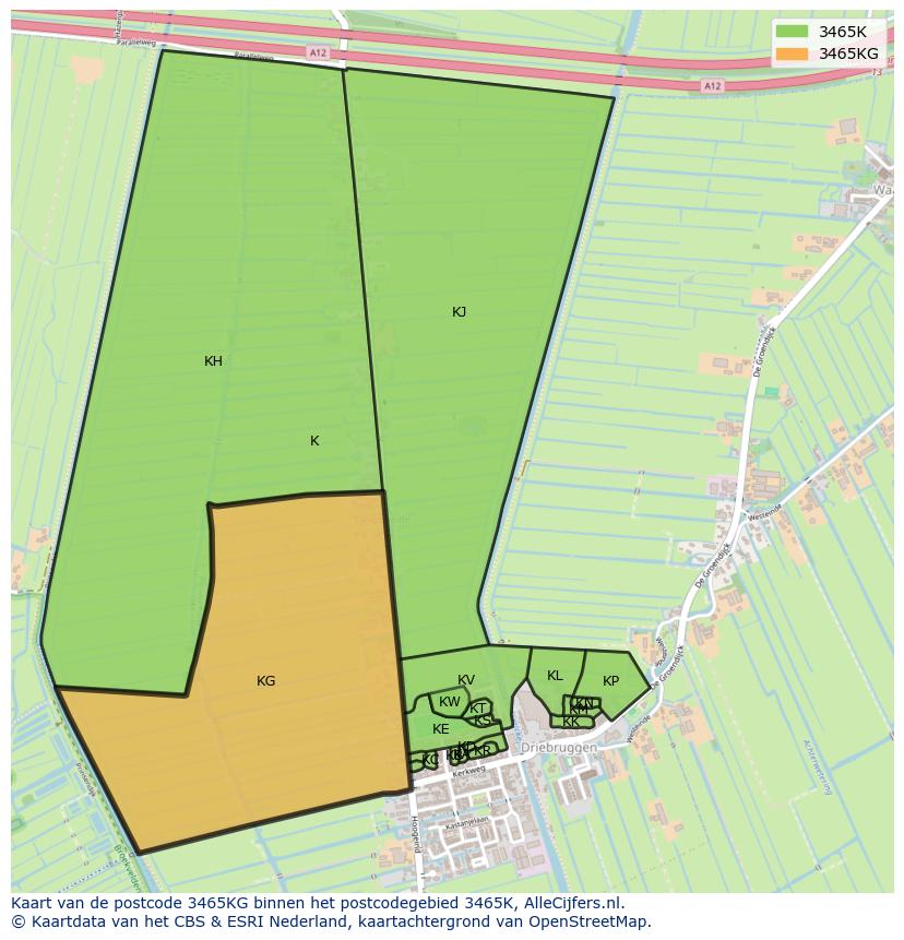 Afbeelding van het postcodegebied 3465 KG op de kaart.