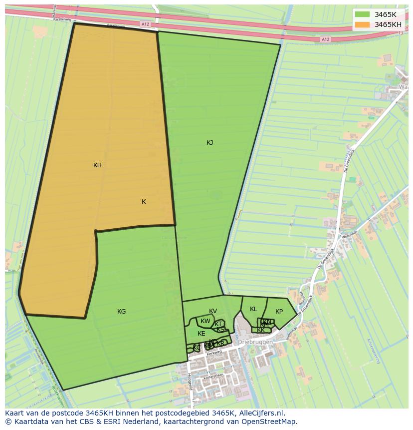 Afbeelding van het postcodegebied 3465 KH op de kaart.