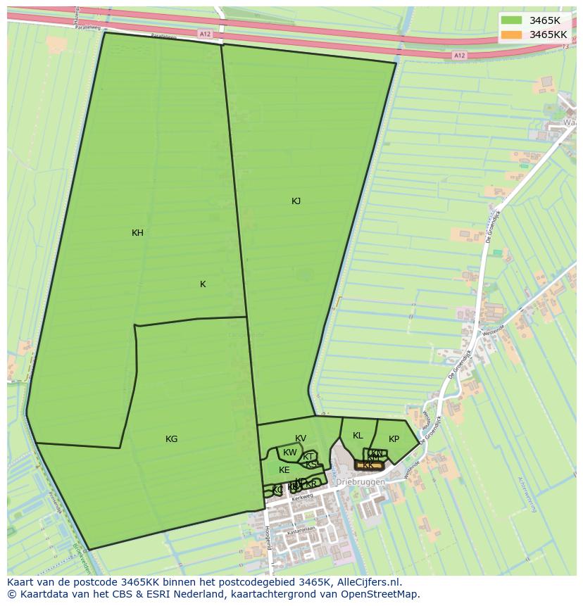 Afbeelding van het postcodegebied 3465 KK op de kaart.