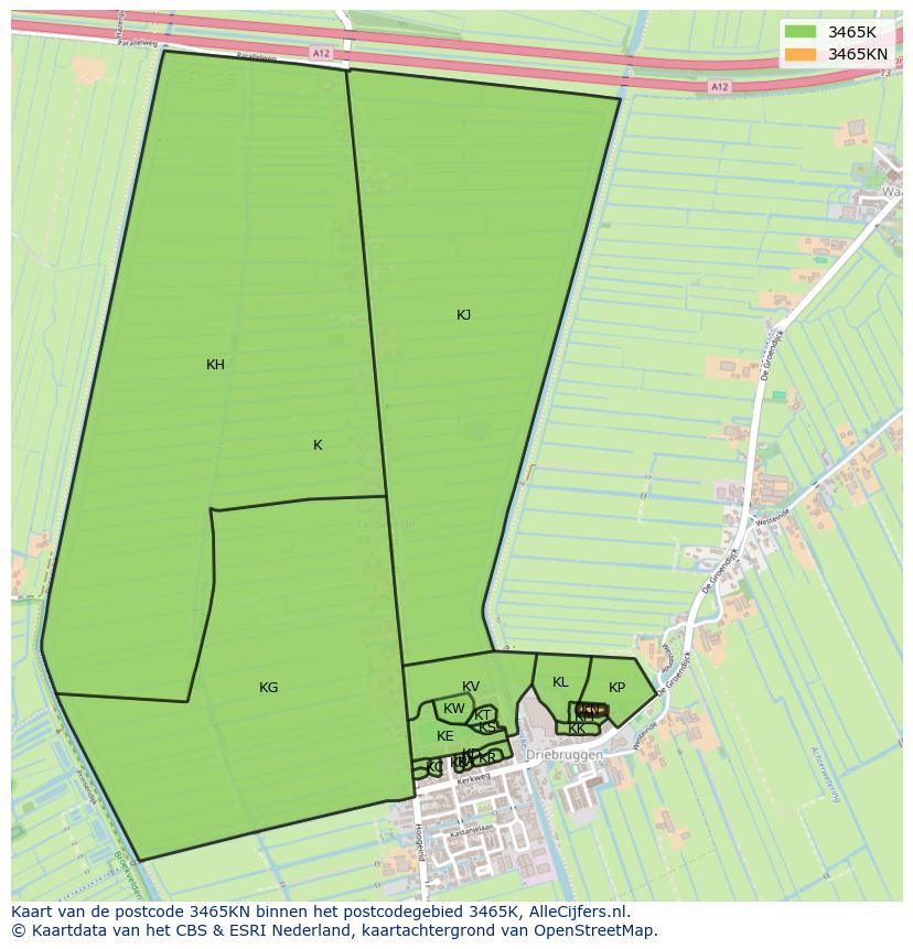 Afbeelding van het postcodegebied 3465 KN op de kaart.