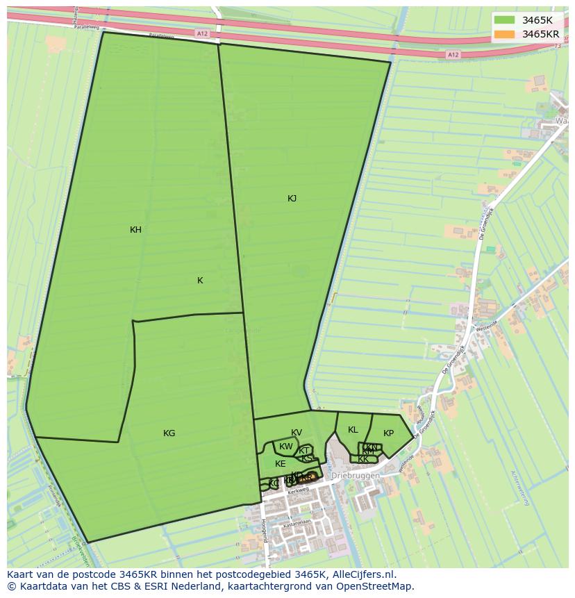 Afbeelding van het postcodegebied 3465 KR op de kaart.