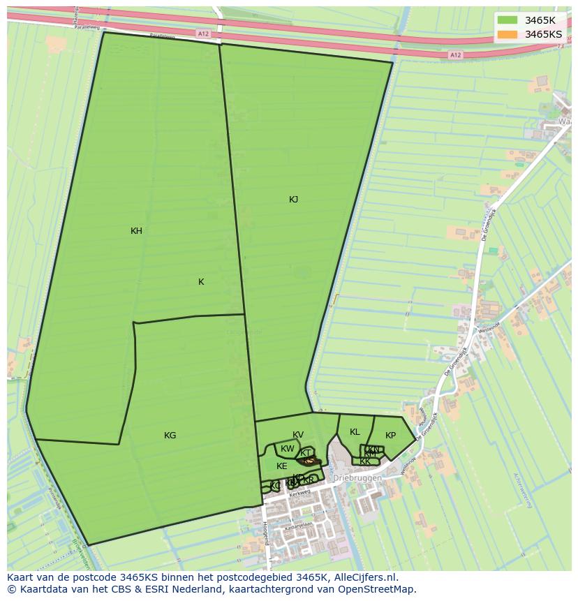 Afbeelding van het postcodegebied 3465 KS op de kaart.