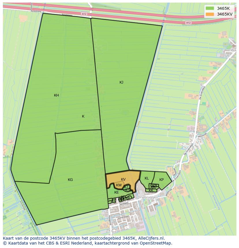 Afbeelding van het postcodegebied 3465 KV op de kaart.