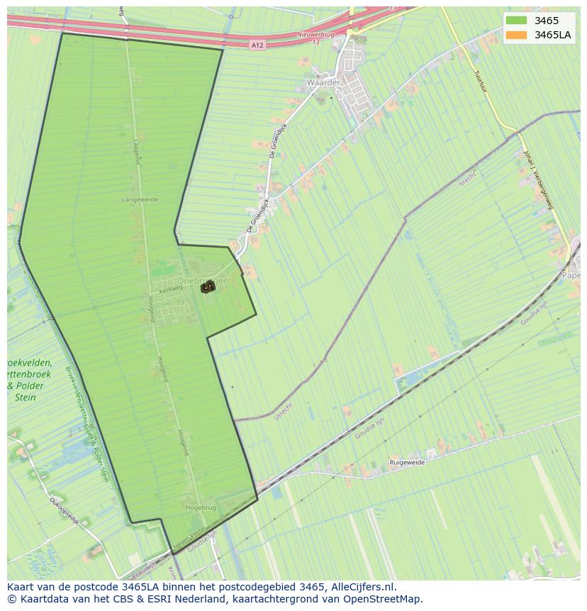 Afbeelding van het postcodegebied 3465 LA op de kaart.