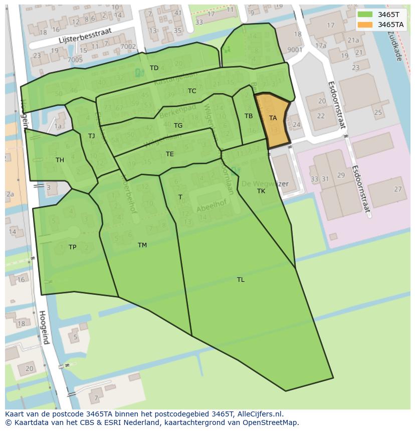 Afbeelding van het postcodegebied 3465 TA op de kaart.