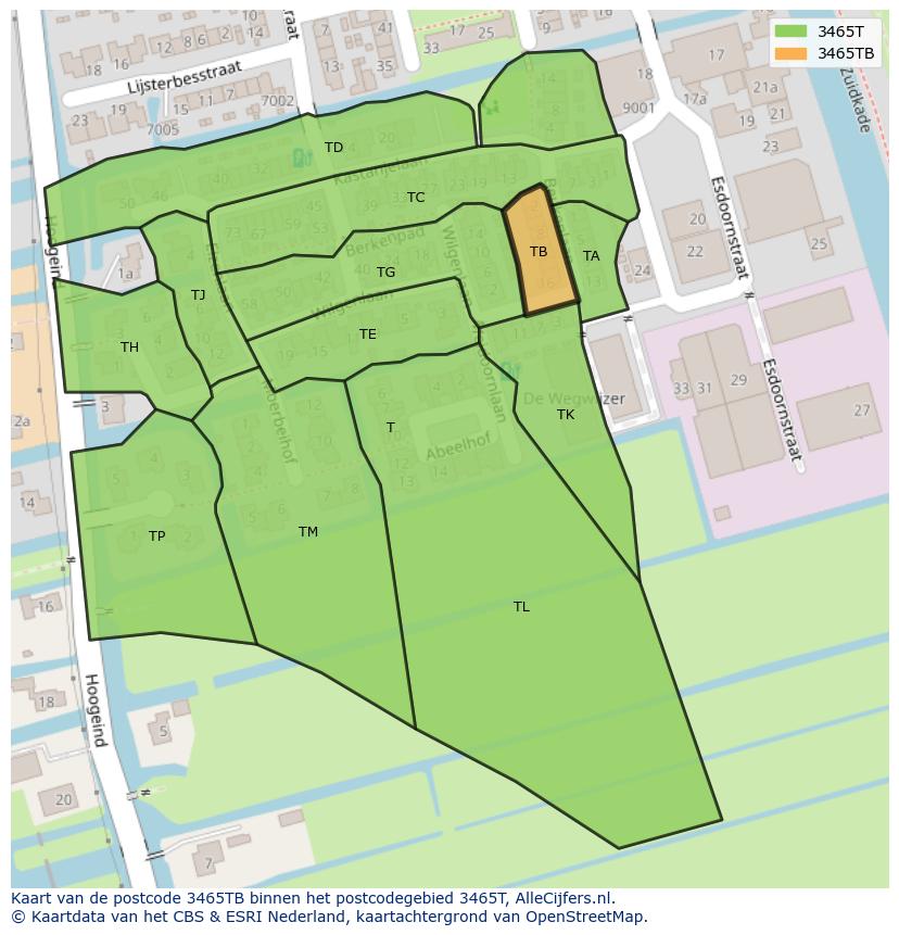 Afbeelding van het postcodegebied 3465 TB op de kaart.