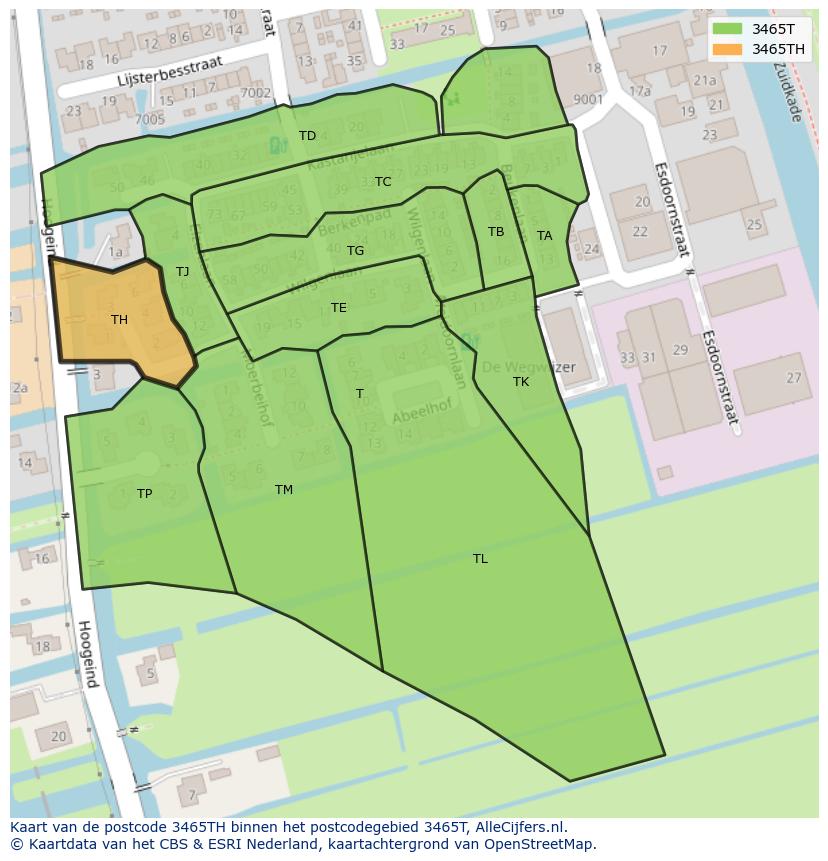 Afbeelding van het postcodegebied 3465 TH op de kaart.