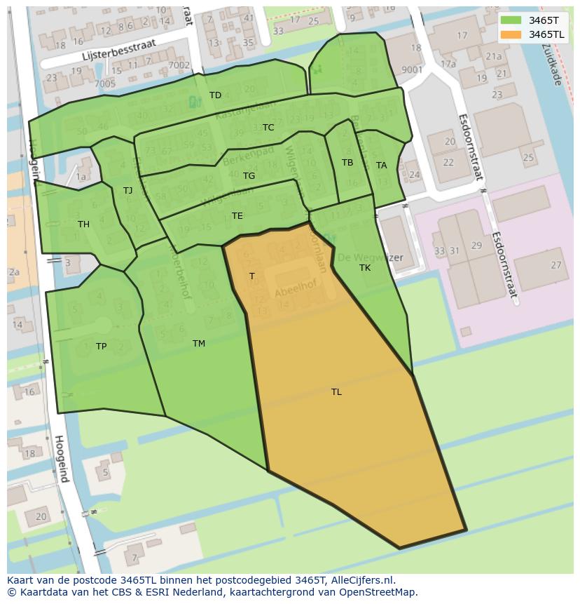 Afbeelding van het postcodegebied 3465 TL op de kaart.