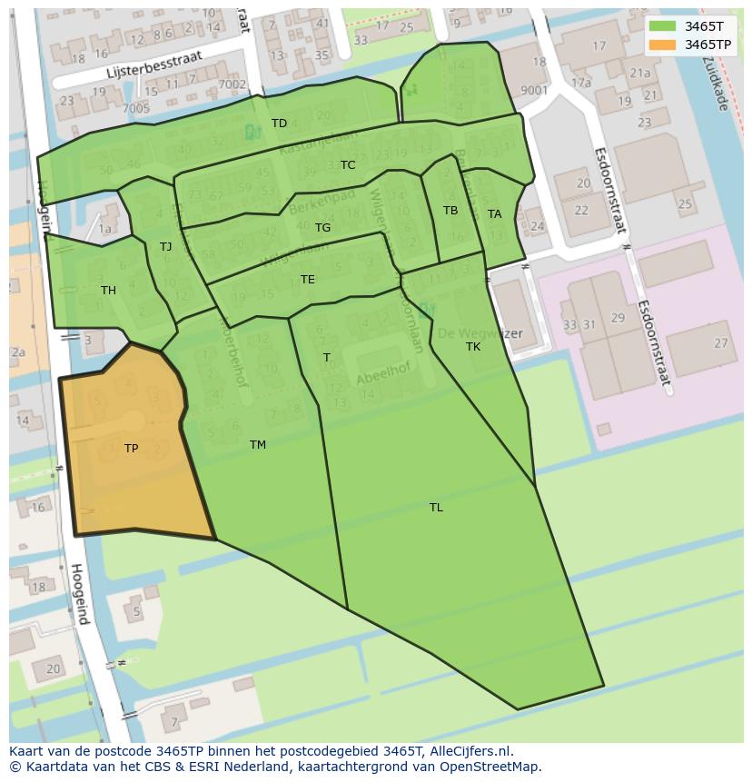 Afbeelding van het postcodegebied 3465 TP op de kaart.
