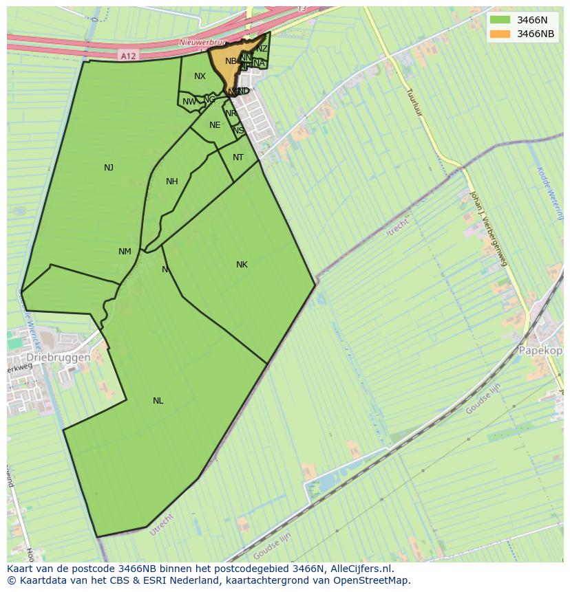Afbeelding van het postcodegebied 3466 NB op de kaart.