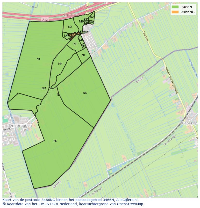 Afbeelding van het postcodegebied 3466 NG op de kaart.