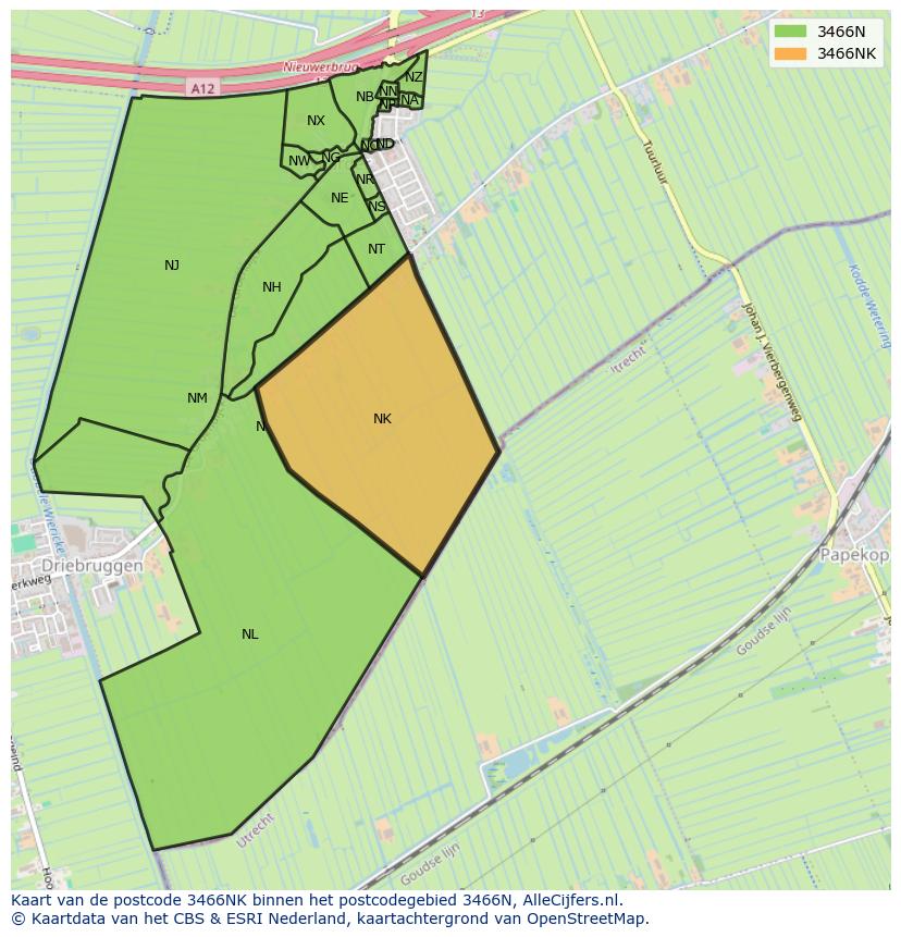 Afbeelding van het postcodegebied 3466 NK op de kaart.
