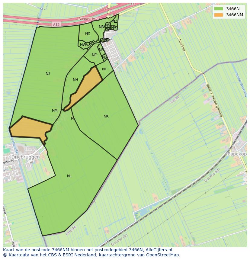 Afbeelding van het postcodegebied 3466 NM op de kaart.