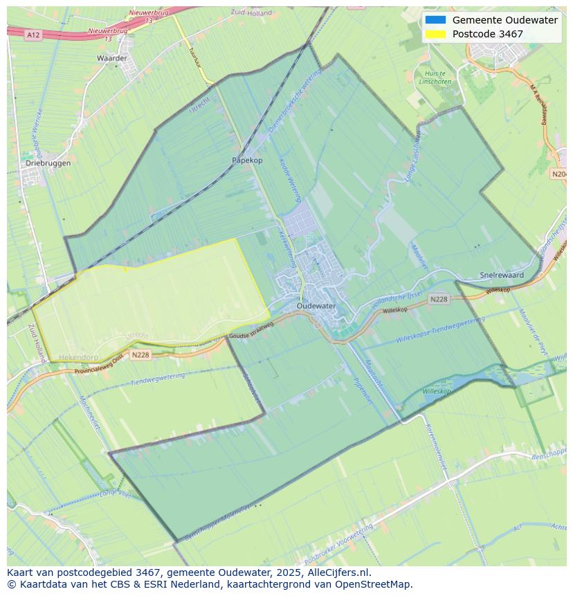 Afbeelding van het postcodegebied 3467 op de kaart.