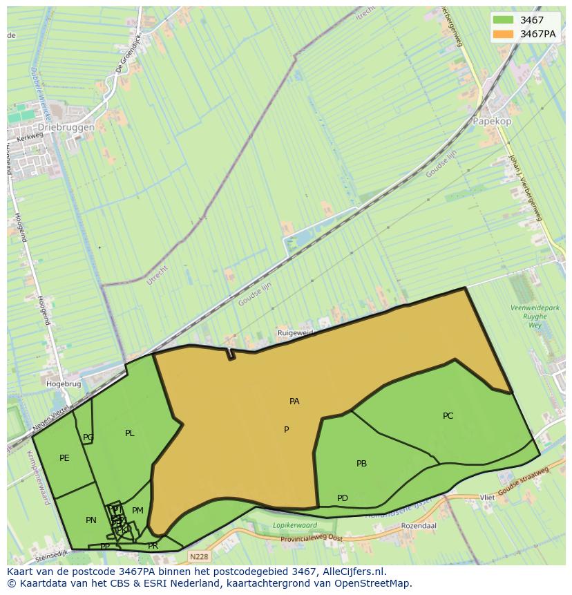 Afbeelding van het postcodegebied 3467 PA op de kaart.